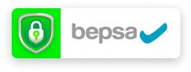 recuadro mostrando un candado verde indicando seguridad y el logo de bepsa